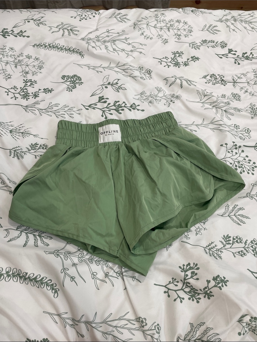 Aerie Olive Green High-Waist Athletic Shorts
